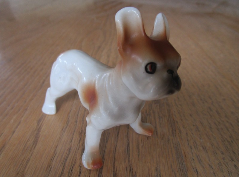 Vintage FRENCH BULLDOG FRENCHIE Dog Miniature Figurine Ceramic Porcelain 2 3/4"