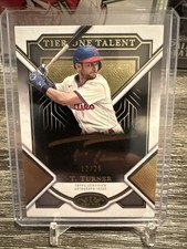 2023 Topps Tier One Tier One Talent Autographs Trea Turner /25 Gold Ink On Card