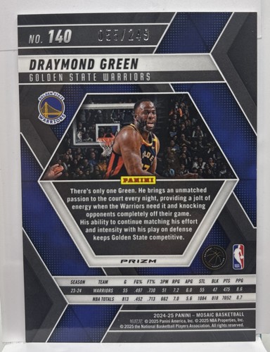 2024-25 Panini Mosaic - Draymond Green #140 Purple Fluorescent /249 - Picture 2 of 3