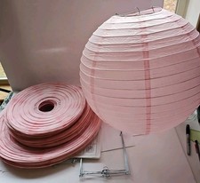 Round Pink Paper Lanterns 17 Lantern 3-Sizes 6 Each Small Medium 5 Large