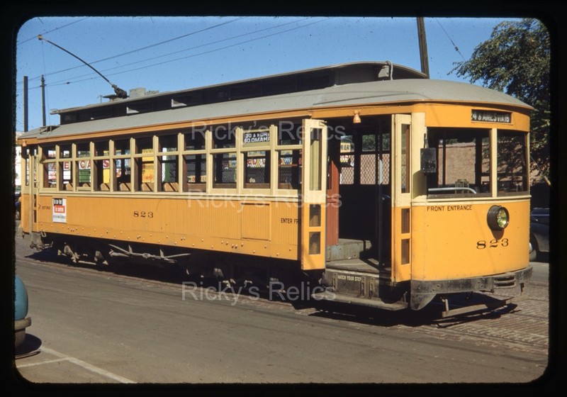Original Slide O&CB #823 Streetcar Omaha Council Bluffs 1949 RBK Omaha NE Barn
