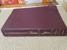 NIV Encouragement Bible Joni Eareckson Tada Burgundy Top Grain Leather Excellent