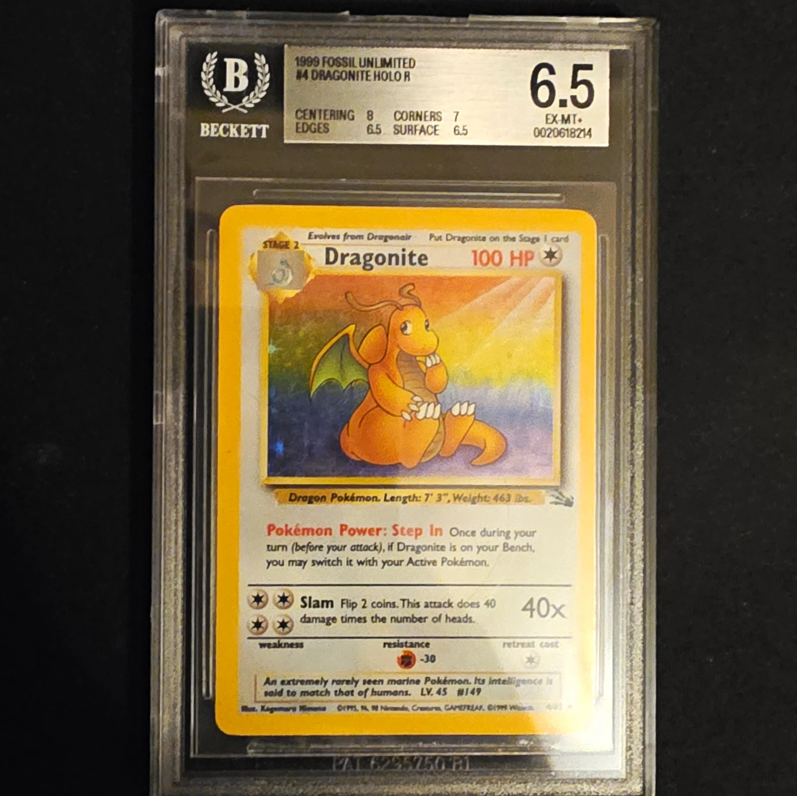 A BGS graded Pokemon card showing subgrades