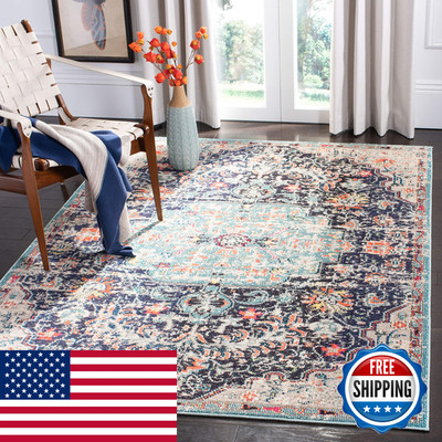 Safavieh Madison Collection Area Rug - 6 X 9 Black Teal Boho Chic Medallion