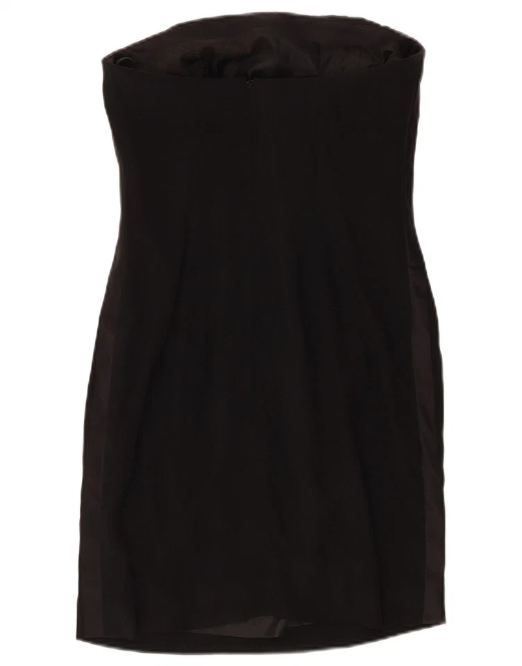 Vestido ceñido al cuerpo sin tirantes Ralph Lauren para mujer EE. UU. 10 grande negro acetato DS04 Foto 4 de 4
