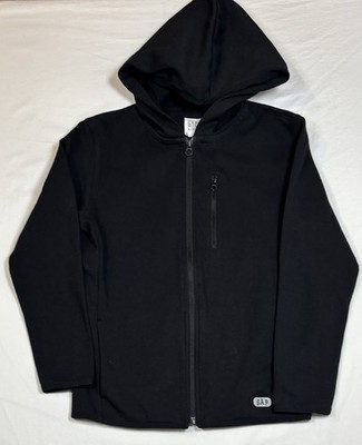 GAP Kids L Boys Black Cotton Zip Hoodie with Chest Pocket Long Sleeve EUC