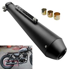 Universal 440mm Black Megaphone Motorcycle Exhaust Silencer For UK Cafe Racer