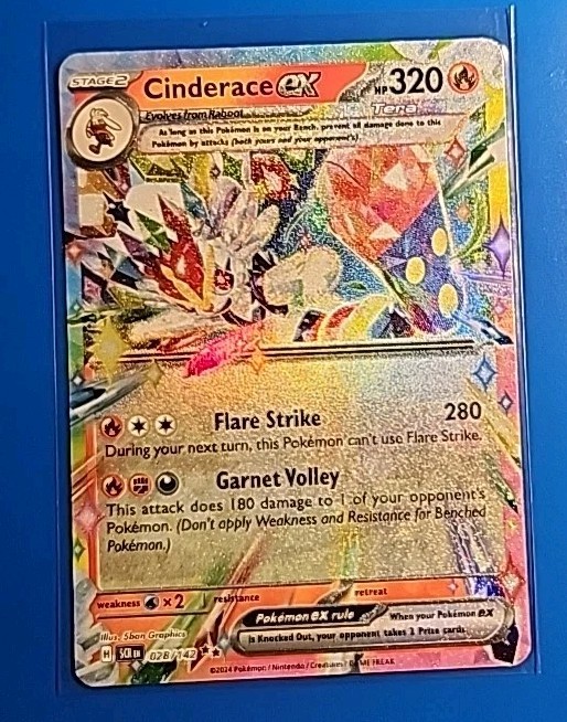 Cinderace ex 028/142 Sv07: Stellar Crown Holo Pokémon TCG NM