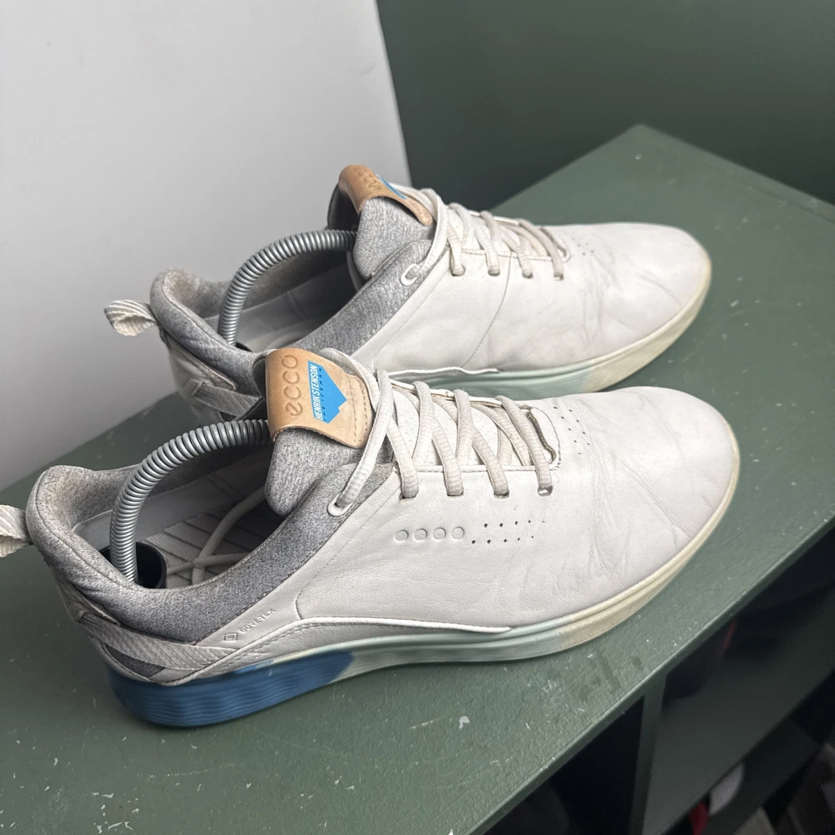 ECCO Mens S-Three Spikeless Gore-Tex Waterproof Golf Shoe White Grey Blue 41 s-l1200.jpg main image 3