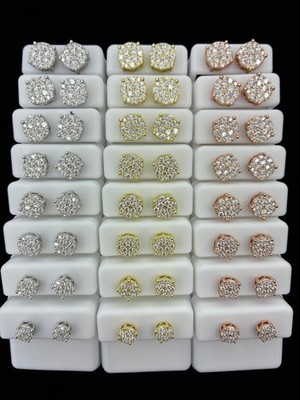 VVS Moissanite Studs Cluster Super Flower Set Earring 925 Sterling Silver 7-12mm