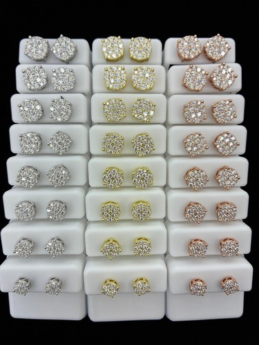 VVS Moissanite Studs Cluster Super Flower Set Earring 925 Sterling Silver 7-12mm
