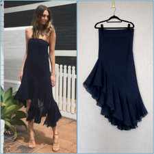 KITX Faithful Keeper Strapless Dress Size 10 Black Linen Textured Asymmetrical