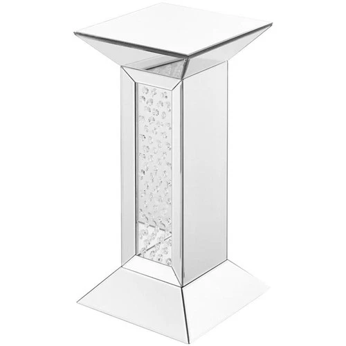 Elegant Decor Modern 12" Clear Crystal Mirrored Pedestal End Table - Picture 3 of 7