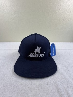 NWT MARNI Market Collab OUTDOORSMAN 5 PANEL HAT NAVY Baseball Cap - Streetwear