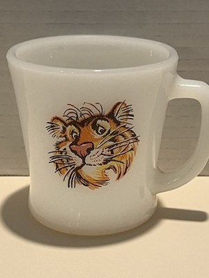 Vintage Fire King Esso Exxon Tiger Milk Glass Coffee Mug