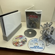 Nintendo Wii Console RVL001 Genuine Lot USA Zelda Twilight Mario Tomb Raider 4