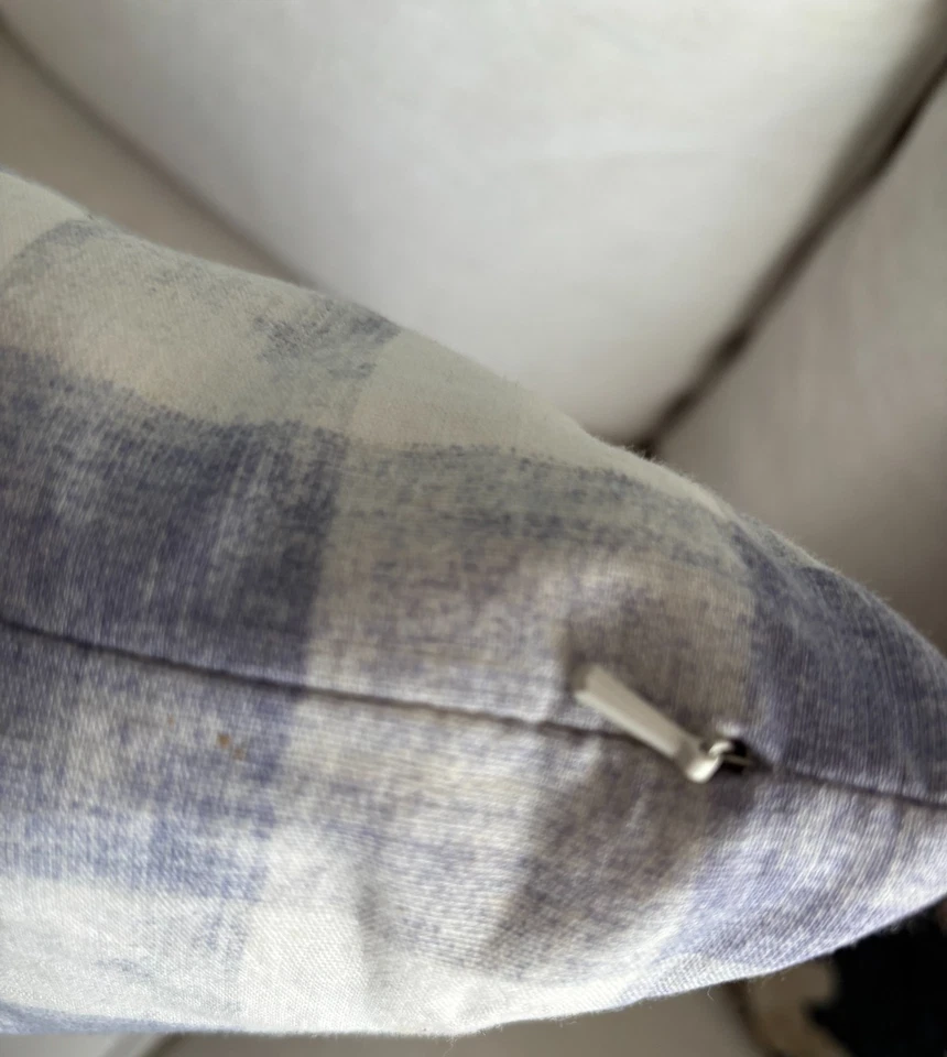 Nice Pottery Barn Rhett Check Print Blue Ivory Plaid Pillow Cover 24x24 - Image 2 of 3