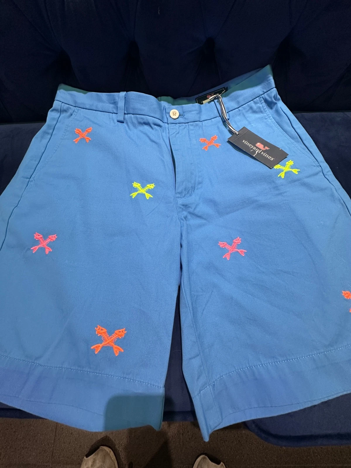 Vineyard Vines Classic Fit 9" Breaker Shorts 34 Blue Fish Embroidered