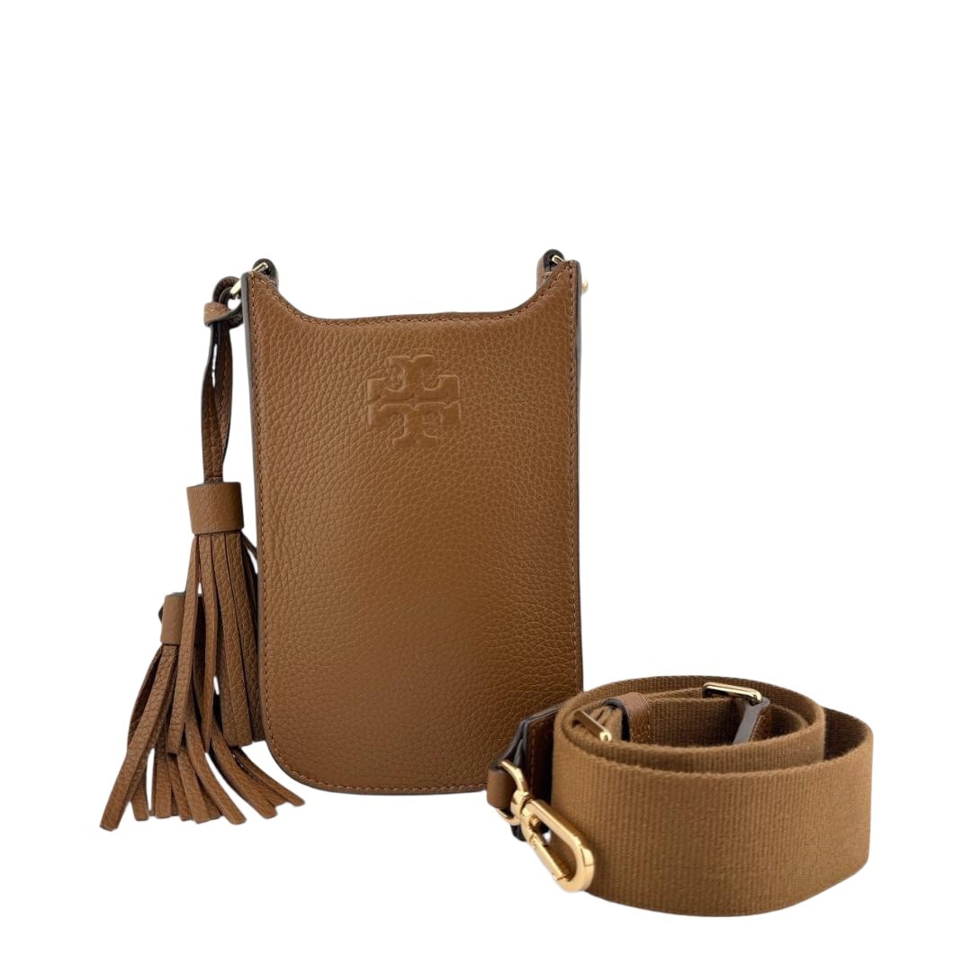 Tory Burch Tassel Leather Crossbody Bag Brown Authentic Women's Shoulder Bag