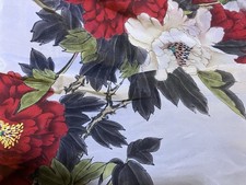 Vintage Asian Hand Painted Silk Scarf. Floral w/Butterflies 40 x 40  Chinoiserie