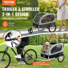 Dog Bike Trailer, Supports up to 88 lbs, 2-in-1 Pet Stroller Cart Bicycle