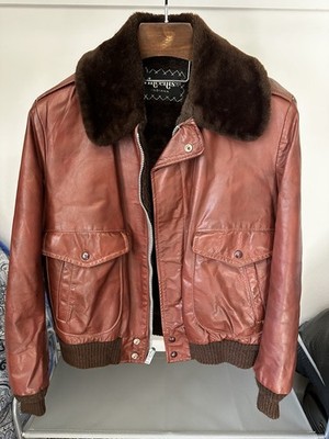 Vincent s Indiana G1 Flight Jacket Brown Vinyl Size Large