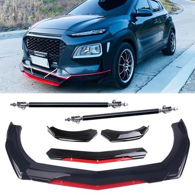 Front Bumper Lip Splitter Spoiler Glossy Black Red For Hyundai