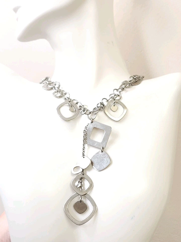 Винтажный Lia София надпись серебро мульти кабель цепочка Lariat Y стиль подвеска ожерелье - Изображение 4 из 4