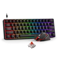 BlueFinger 60% Mechanical Gaming Keyboard & Mouse Combo RGB Backlit 61 Keys