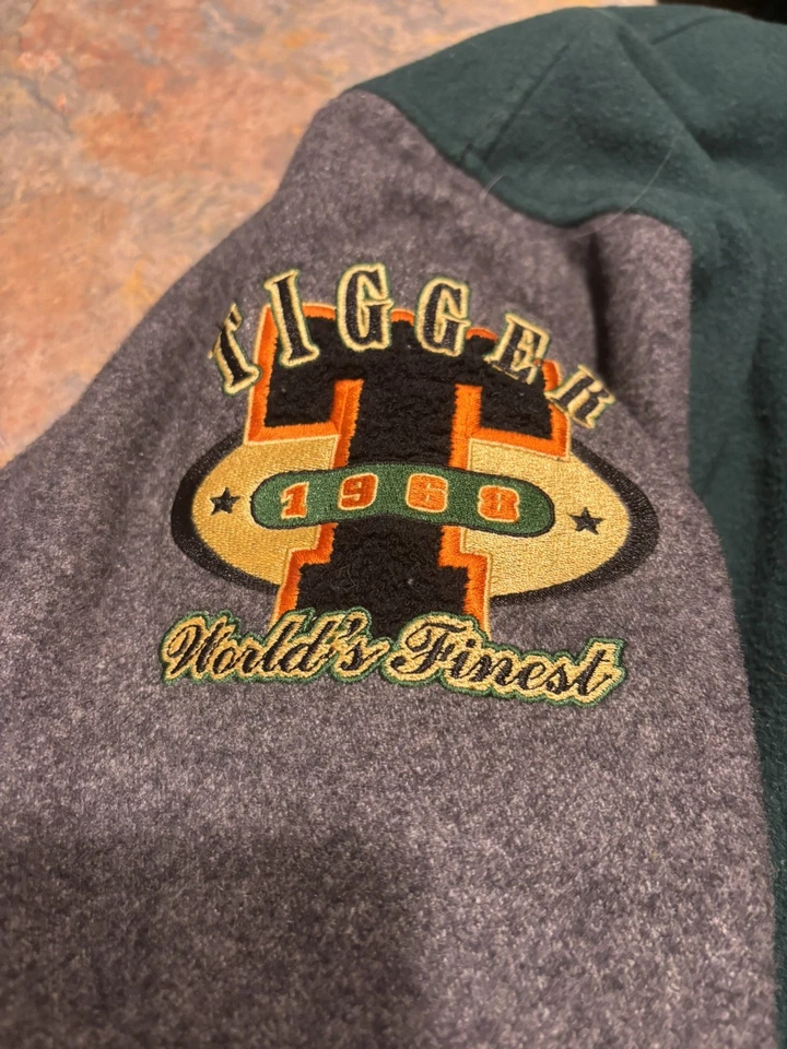 Винтажный Disney Tigger зеленый шерсти смесь Varsity куртка Винни-Пух (XL) капюшон - Изображение 4 из 4