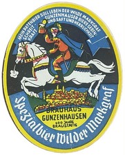 E0052 West Germany beer label Gunzenhausen beer oval Brauhaus Gunzenhausen