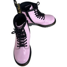 Dr. Martens Pink Patent Leather Boots Size 10 Toddler Girls With Zipper Laces