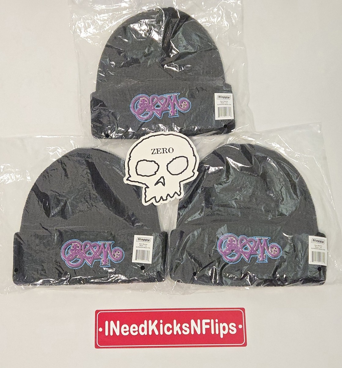 NEW Bam Margera x Slappy Skateboards Beanie & BAM Sticker & Zero