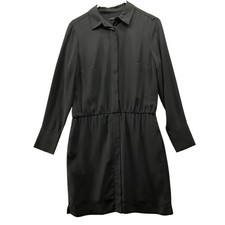 Banana Republic Chiffon Shirt Dress Womens 2 Black Long Sleeve Knee Length