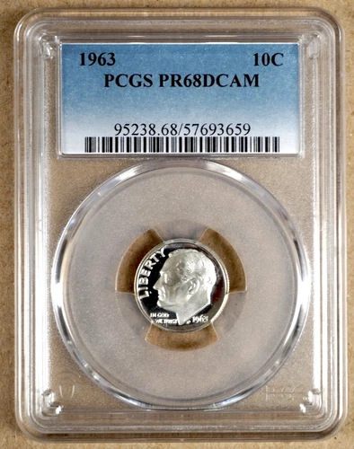 1963 PROOF ROOSEVELT DIME PCGS PR68DCAM 693659