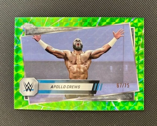 2025 Topps Chrome WWE Apollo Crews Green Geometric /75 #114 Smack Down