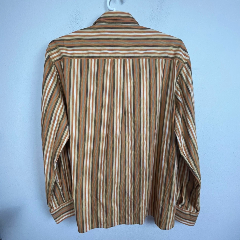 Camisa con botones Georg Roth de Alemania XXL a rayas manga larga naranja tostado para hombre Foto 3 de 4