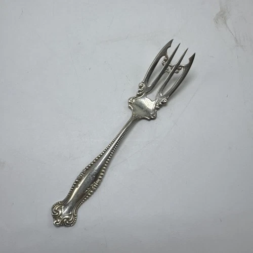 Sterling Silver Canterbury 6" Fancy Beef Cold Cut Fork Monogram "B" Antique