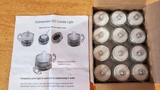 24 Pack Mini Submersible LED Tea Lights Warm White / Yellow - Battery Operated