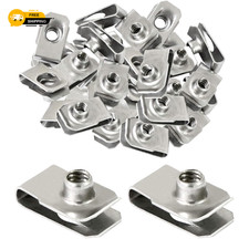 40 Packs 1/4" - 20 Stainless Steel Regular Extruded U Nuts, U Style Clip-on Nut,