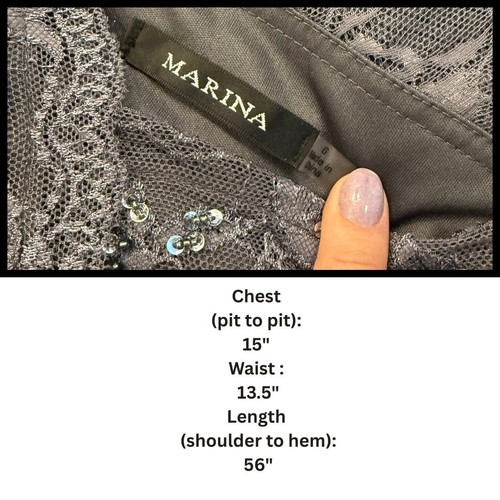 Prom Marina 6 Gray Beaded Embroidery Lace Long Formal Whimsigoth Side Slit Dress - Picture 7 of 7