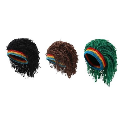 Strickmütze mit Perücke, lustige Herrenmütze, Wintermütze für Cosplay und