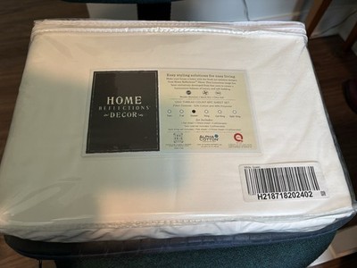 Home Reflections 6 PC 1200 Thread Count Cotton Blend Sheet Set Queen Green White