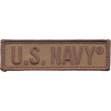 U.S. Navy Back Panel Strip 3.75" X 1" USN 2 Piece Khaki Hook and Loop Patch