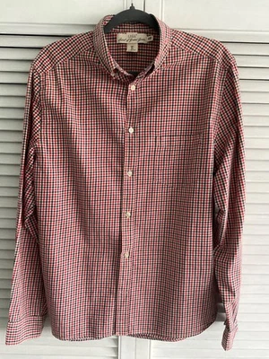 H & M L.O.G.G MENS 100% COTTON LONG-SLEEVE SHIRT~RED/BLUE CHECK~L - Image 1 of 2