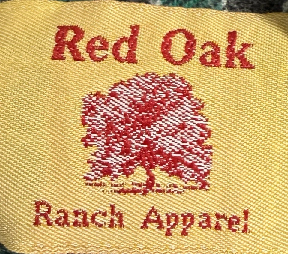 VTG 80s 90s Red Oak Ranch Apparel Flannel Shirt Men XL Tall Green Plaid USA Made - Image 4 of 4