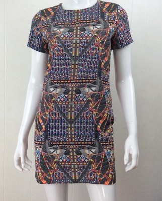 Mara Hoffman Shift Mini Dress Geometric Tribal Print SS XS Multi Color