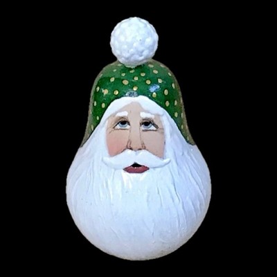 Hand Painted Santa Claus Wood Figurine Decor Roly Poly Look with Flat Bottom
