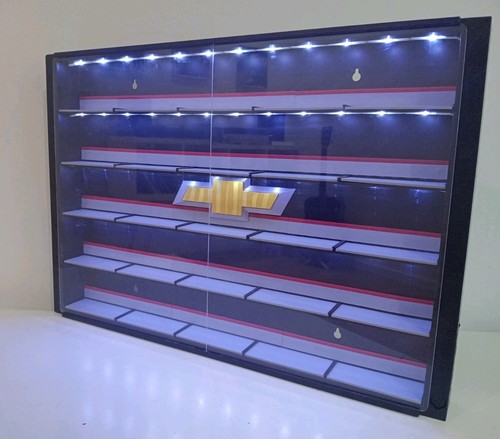 Display Case For Chevrolet Car 1/64 Scale Diecast Hot Wheels Wall Cabinet Chev - Picture 1 of 9