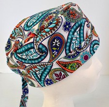 Paisley Print Lined Medical Skull Scrub Cap Surgery Hat